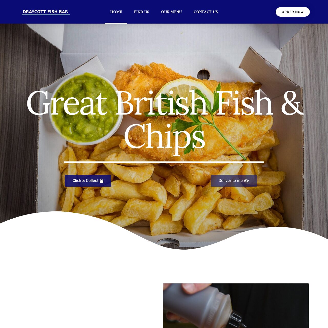 Draycott Fish Bar website with an order online button
