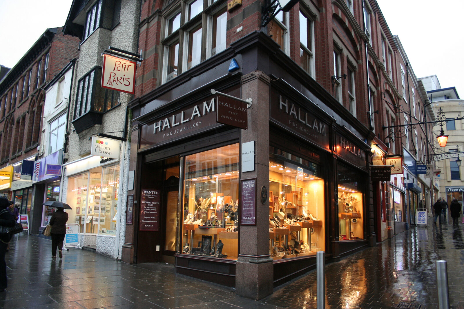 Hallam & Co jewellers corner shopfront signage